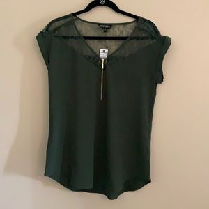 NWT Express Olive Green Blouse with Lace
